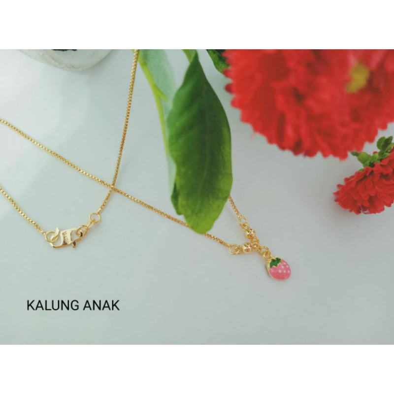 Fourfashion Kalung Anak Stroberi Pink Cantik