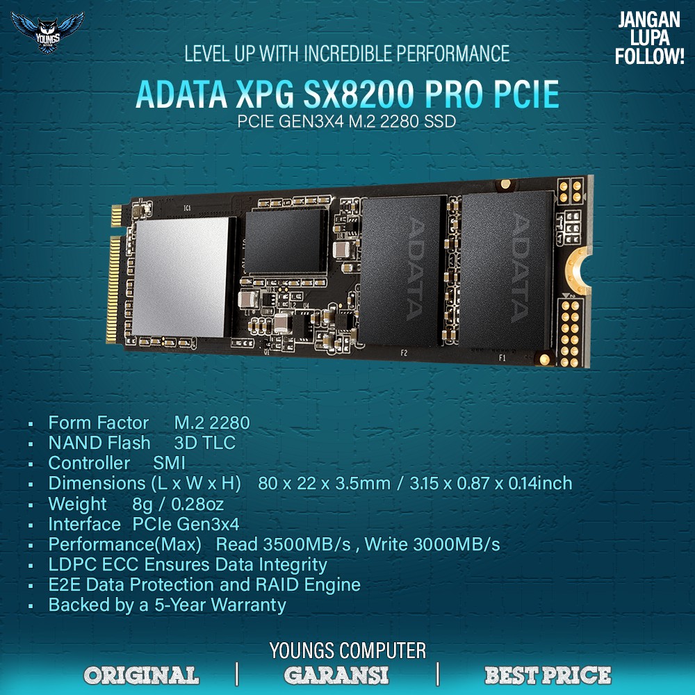 ADATA XPG SX8200 Pro 2TB M.2 PCIE NVMe SSD