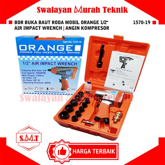 AIR IMPACT WRENCH 1/2&quot; ORANGE BOR BUKA BAUT RODA MOBIL ANGIN KOMPRESOR