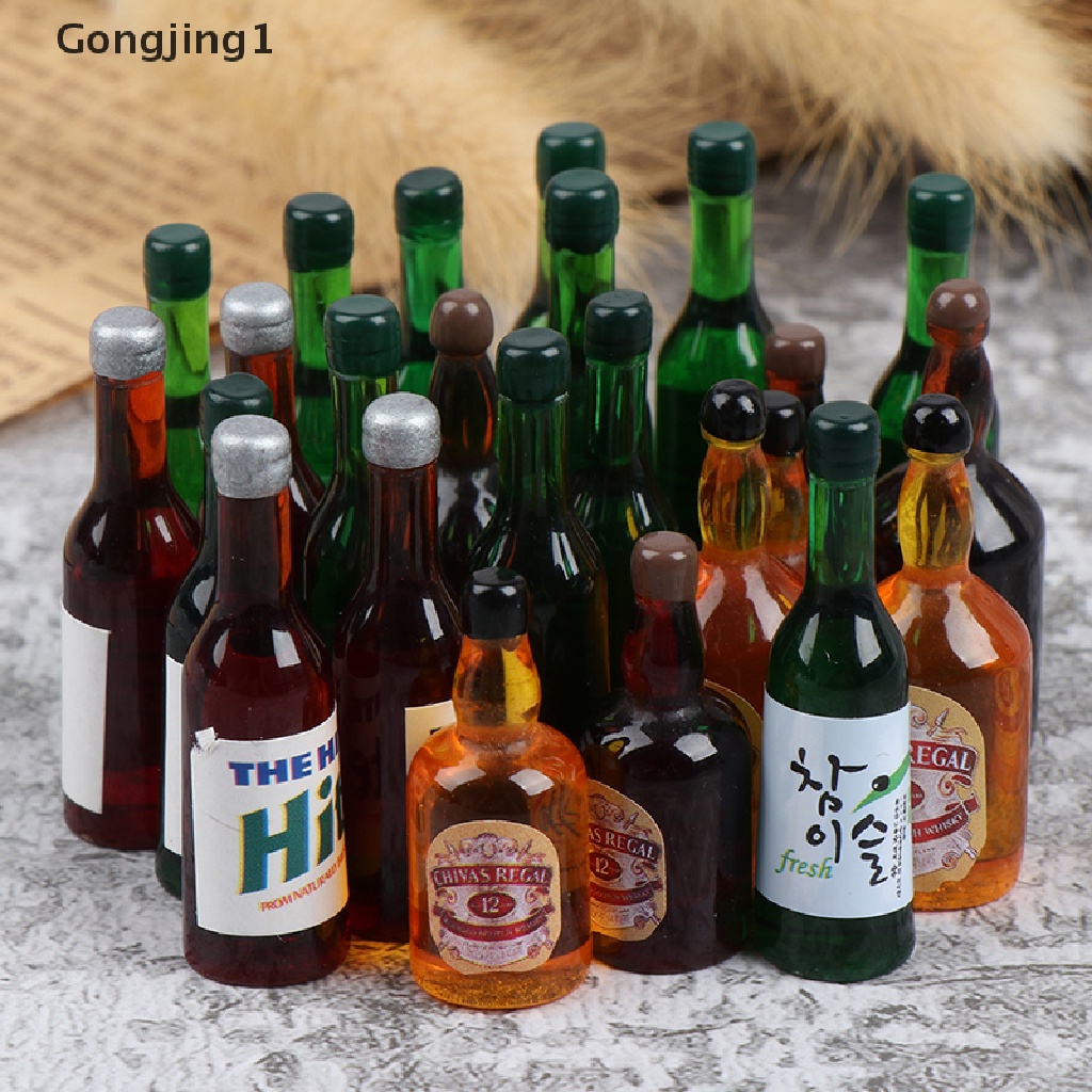 Gongjing1 8pcs Miniatur Botol Wine Mini Dekorasi Rumah Boneka 1: 12