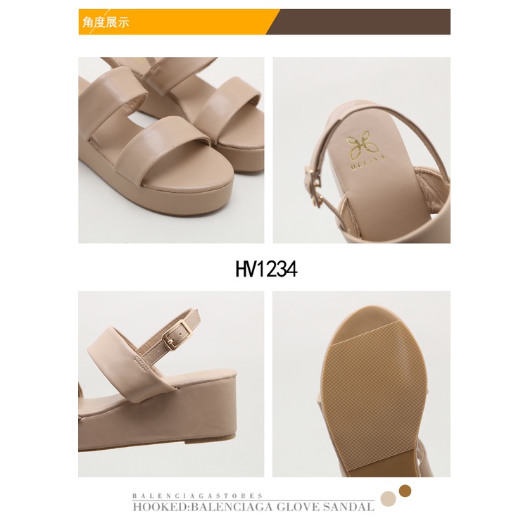 HELIVA BEBBY Wedges Sling Back Gesper Sol Tinggi 6cm Bahan Kulit HV1234 Original Brand