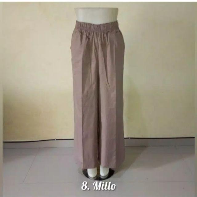 Kulot polos bahan katun stret-Milo/coklat susu