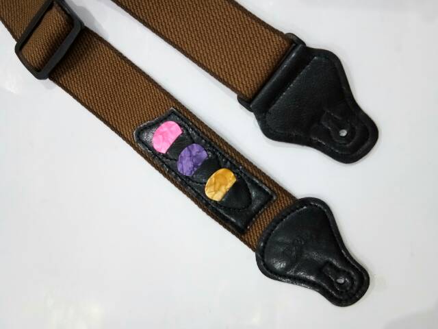 Strap gitar P&amp;P sabuk gitar dengan slot pick GS05 guitar strap