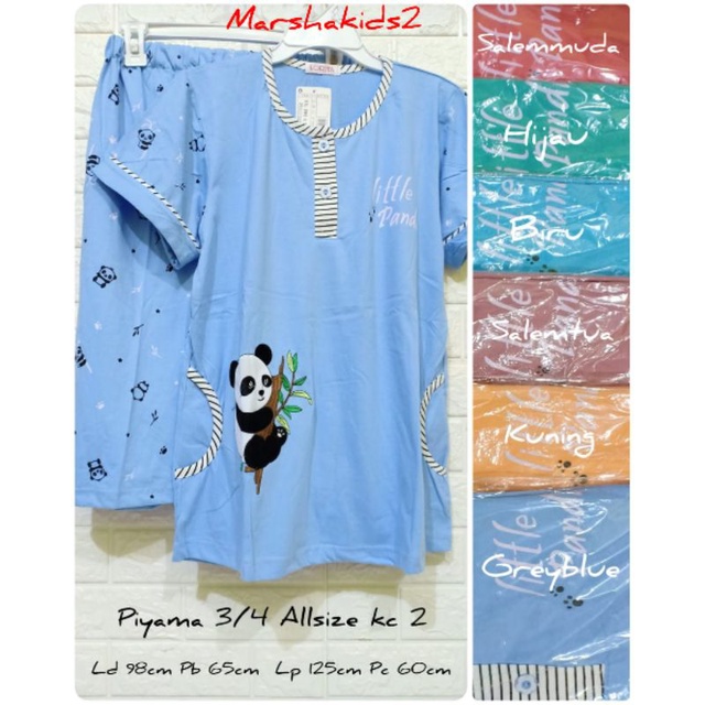 Piyama pendek allsize dewasa Lorita by sofie Ld 98cm kancing 2 babydoll baju tidur celanan pendek
