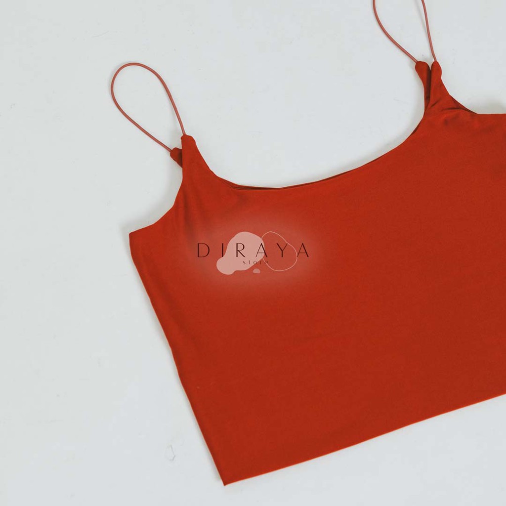 Diraya Tank Top Crop Top U Neck Tali Kecil-Teracota