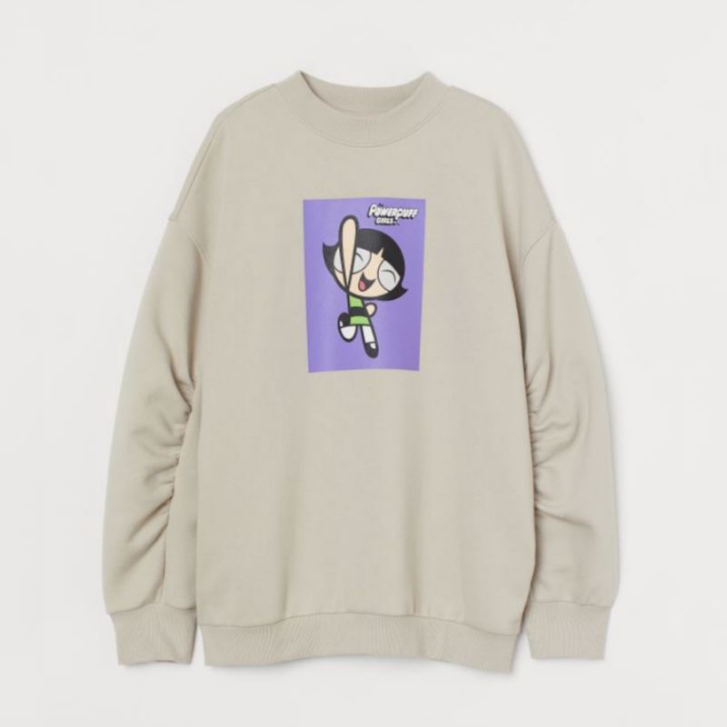 SWEATER HM HNM POWERPUFF GIRLS CREAM - SWEATSHIRT - CREWNECK PRIA WANITA