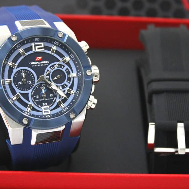 JAM TANGAN CHRONOFORCE CF5213G BS FREE TALI RUBBER ORIGINAL