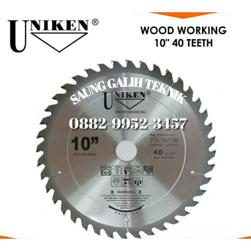 UNIKEN-TCT Saw Blade 10" (254mm) 40TR /Mata Gergaji Kayu/Mata Circle