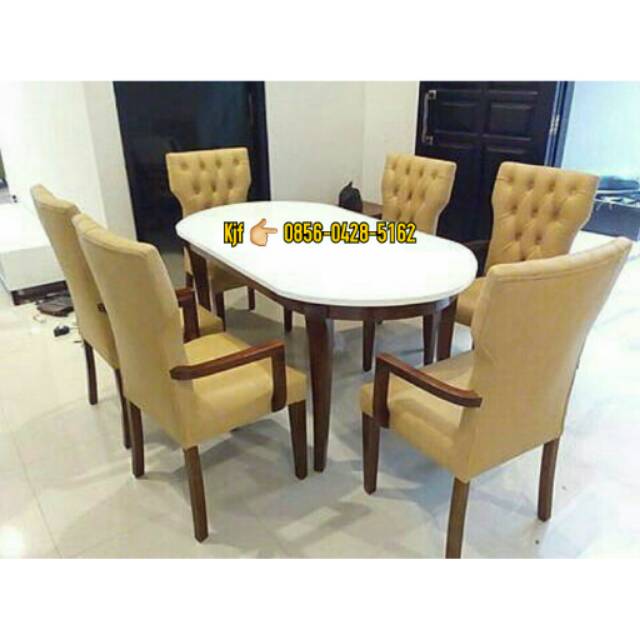 Meja makan shabby kursi 6 set meja makan kursi 6 kjf jepara