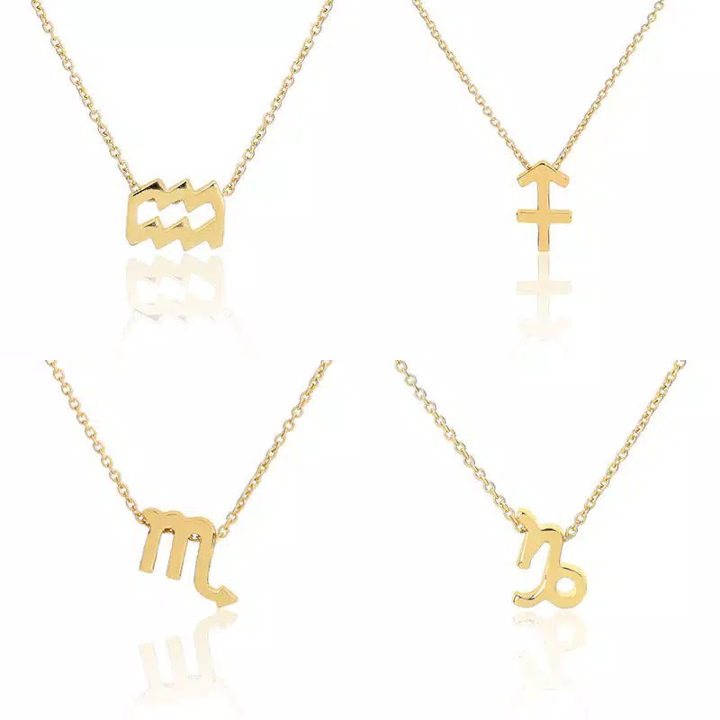 Kalung Liontin Zodiak Wanita Zodiac Necklace Gold