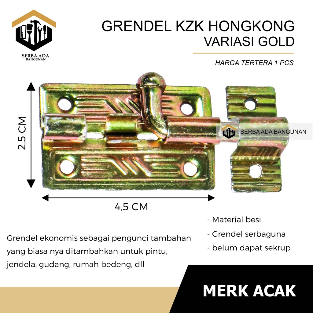 Grendel Hongkong - Grendel KZK Mini 2 - Kunci Selot Pintu - Grendel Lemari - Kunci Slot - Kunci Grendel HK