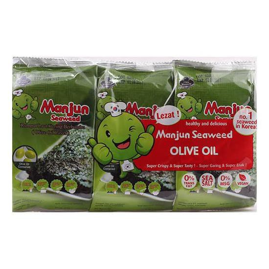 

6Adg Manjun Seaweed Olive Oil Rumput Laut Kering Berbumbu Isi 3Sachet N75P