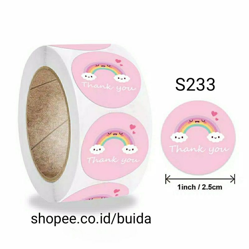 

Stiker Sticker Label Thank You Pelangi Pink Rainbow Segel Kemasan Packaging sealer dekorasi hampers