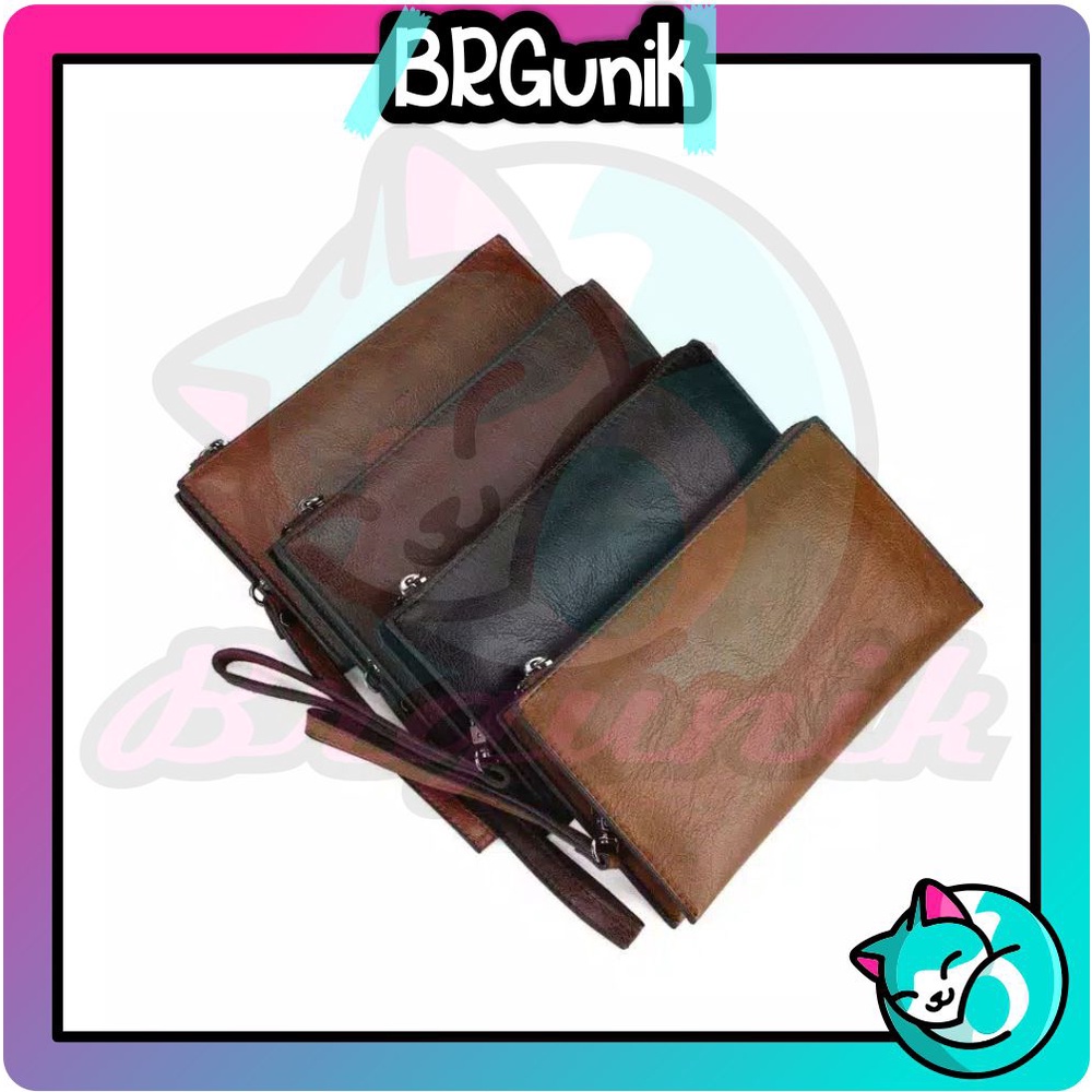 BRGUNIK Dompet Kulit Pria / Dompet Kulit Pria / Clutch Kulit Pria / Import Murah Jakarta D008