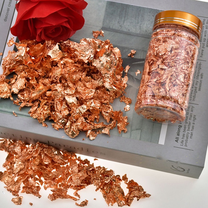 # Kaos T-Shirt Wanita Lengan Pendek Motif Print #1 Botol 2g Foil Tembaga Warna Emas / Silver Untuk Manicure