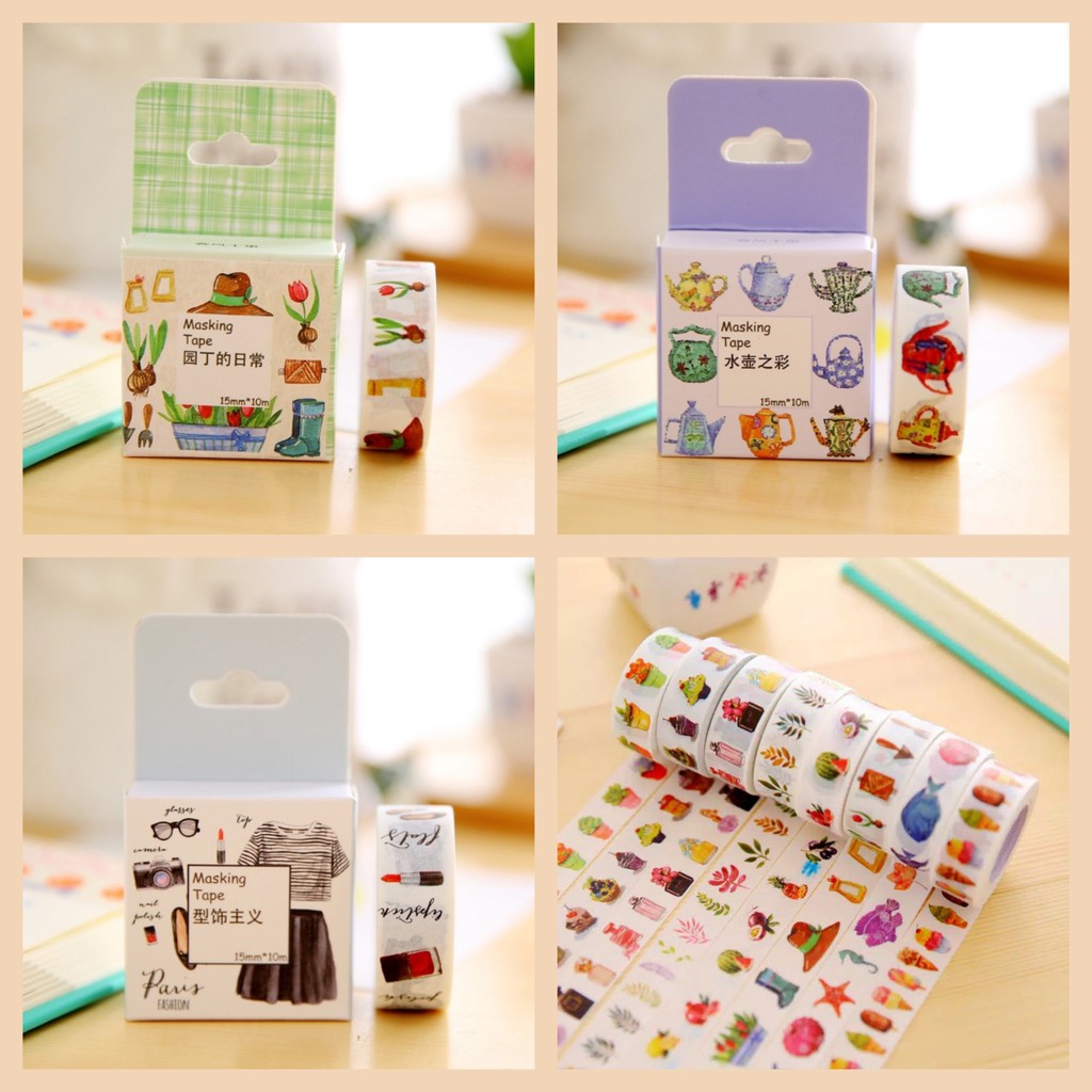 

1 roll Washi Tape 15mm x 10m Motif Lucu untuk Dekorasi Buku Diary/Journal/Scrapbook/DIY