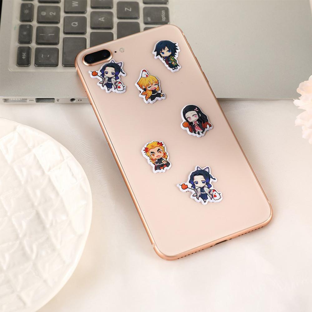 Stiker 3D Motif Kartun Anime Demon Slayer Kimetsu No Yaiba Untuk Dekorasi Laptop / Notebook