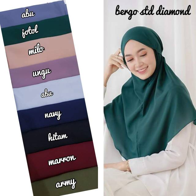 Jilbab bergo diamond, segitiga 2 layer instan, jumbo wofis premium