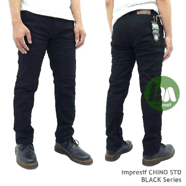 Celana Panjang Chino Cowok Black