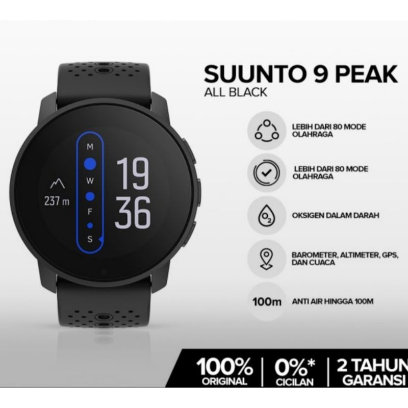 Suunto 9 Peak All Black Smartwatch Garansi Resmi