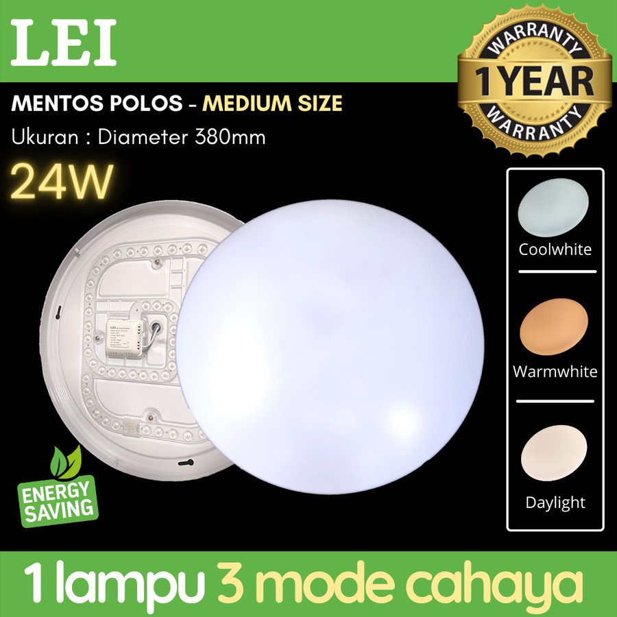 [READY] LED LAMPU PLAFON / Lampu Hias 24W Polos Hias Gantung Dinding 3000K + 6500K 3 mode warna Cahaya