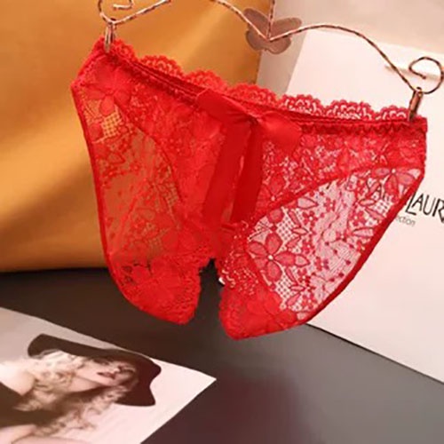 Celana Dalam Wanita Sexy Crotchless Ukuran Jumbo Transparan G String Lingerie Hollow Keluar Thongs Renda C150