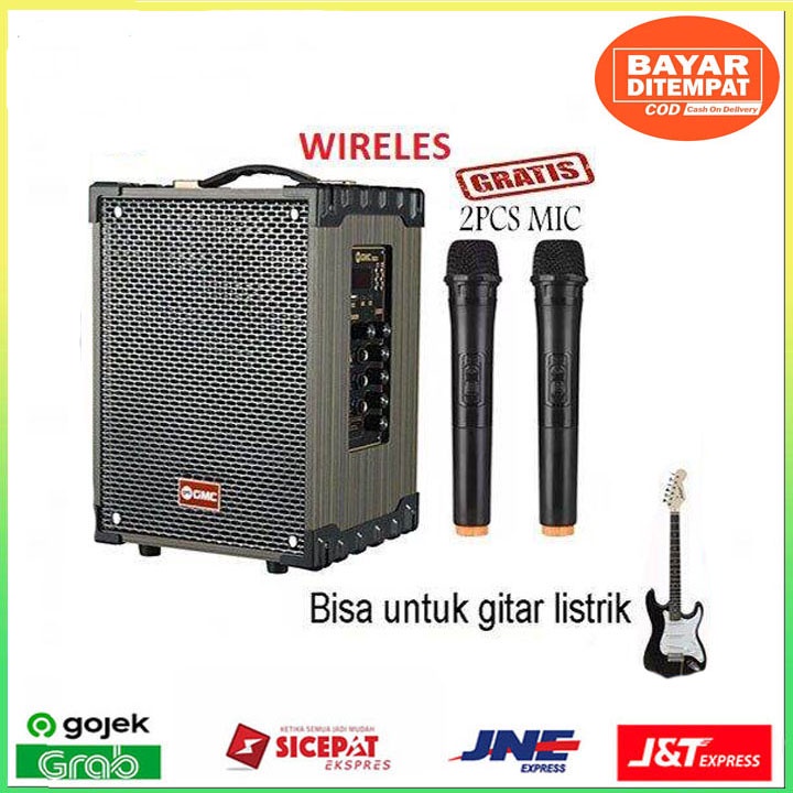 Speaker Gmc 899P Speaker Bluetooth 8 inch Bisa untuk Gitar Listrik Free 2 Mic Wireles Suara Ful BASS