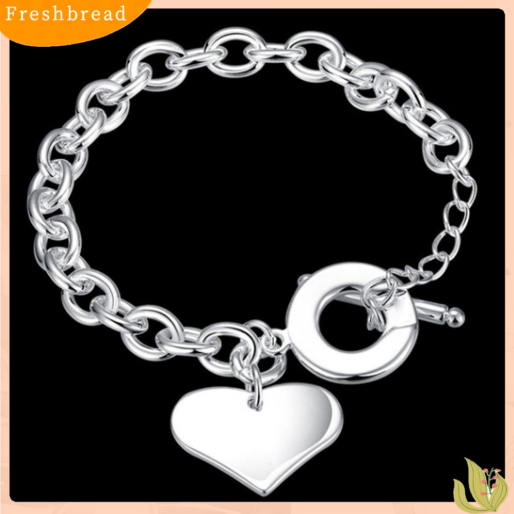 [TERLARIS]Fashion Silver Plated Heart Charm Toggle Bracelet Bangle Women Party Jewelry