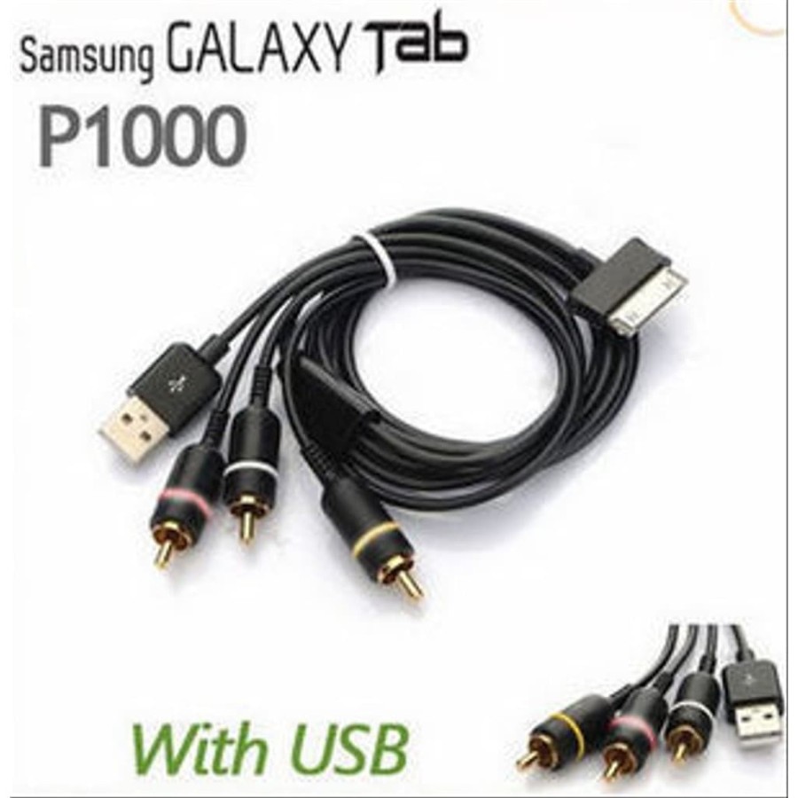 Kabel Samsung Galaxy Tab P1000 To RCA(3av) With Usb/ Cabel P1000 To Rca.