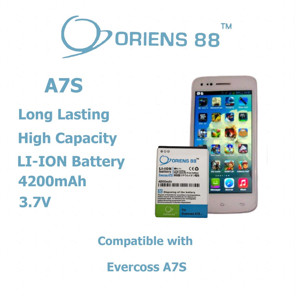 (P) Baterai batre battery EVERCOSS A7S double power/IC ORIENS88