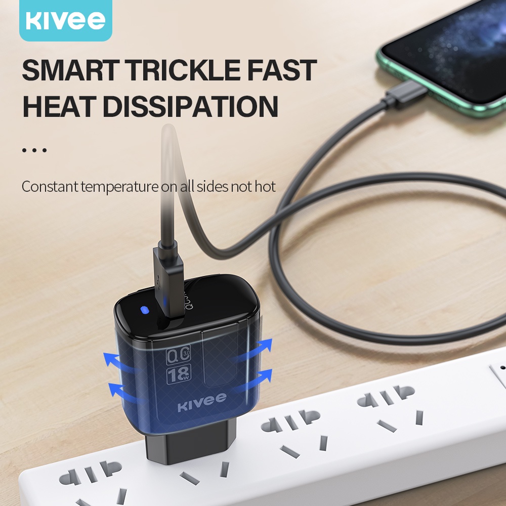 KIVEE charger oppo fast charging Quick 3.0 original Wall Charger 18w samsung xiaomi Garansi 1 tahun-5