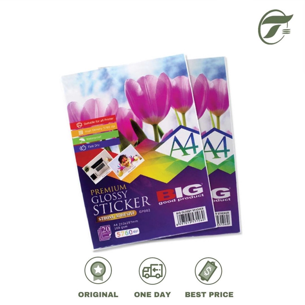 

PHOTO PAPER PREMIUM GLOSSY STICKER GP002 160GR A4 210X297MM 20 SHEET BIG