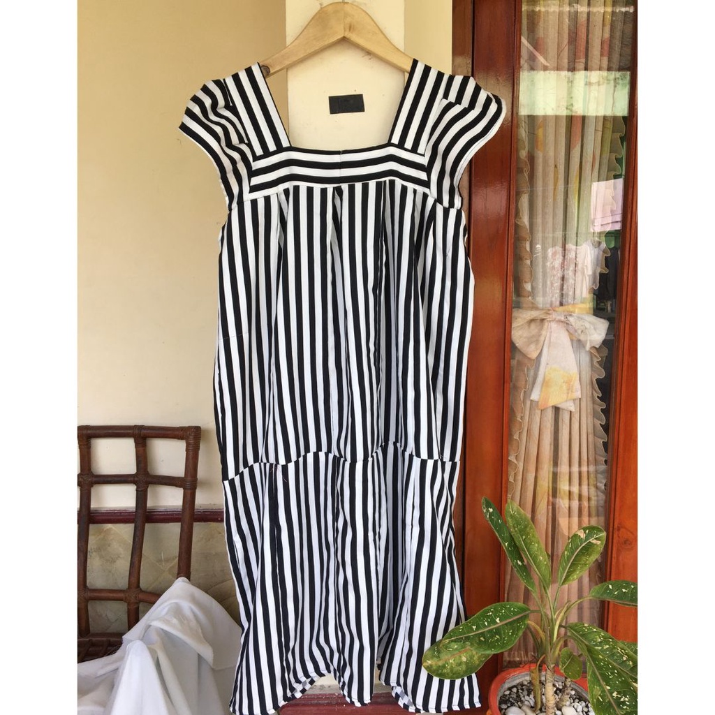 Daster Sambung Viral PART 2 - Daster Payung - Daster Perca - Daster Busui Rayon-stripe bw yks
