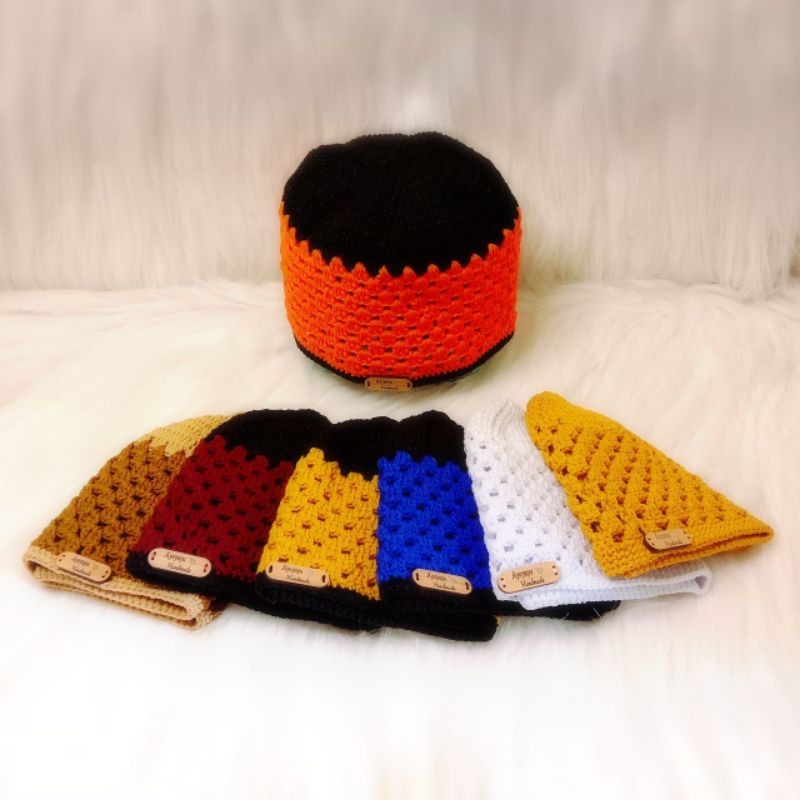 Peci Rajut Motif Terbaru / Peci Rajut Anak - Anak / Peci Rajut Dewasa / Peci Rajut Motif