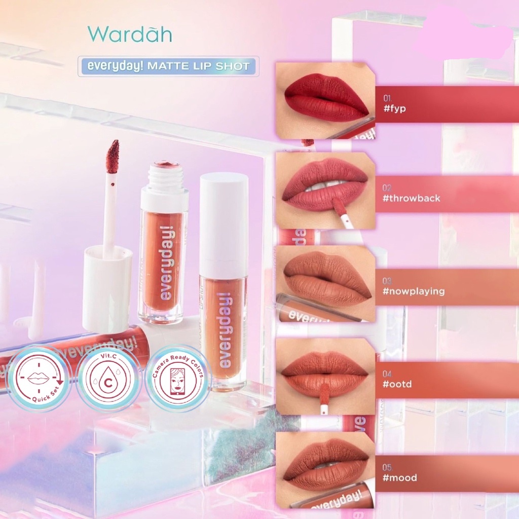 WARDAH EveryDay Matte Lip Shot Lip Cream Lip Tint Lip Stain Quick Set Lip Matte BPOM (VC)