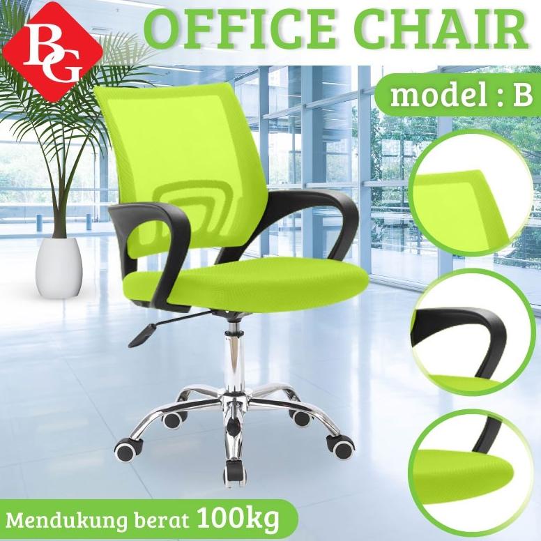 BG KURSI KANTOR STAFF CHAIR KURSI KERJA KURSI JARING OFFICE CHAIR MODEL CH-B ( GREEN ) STEEL TERLARI