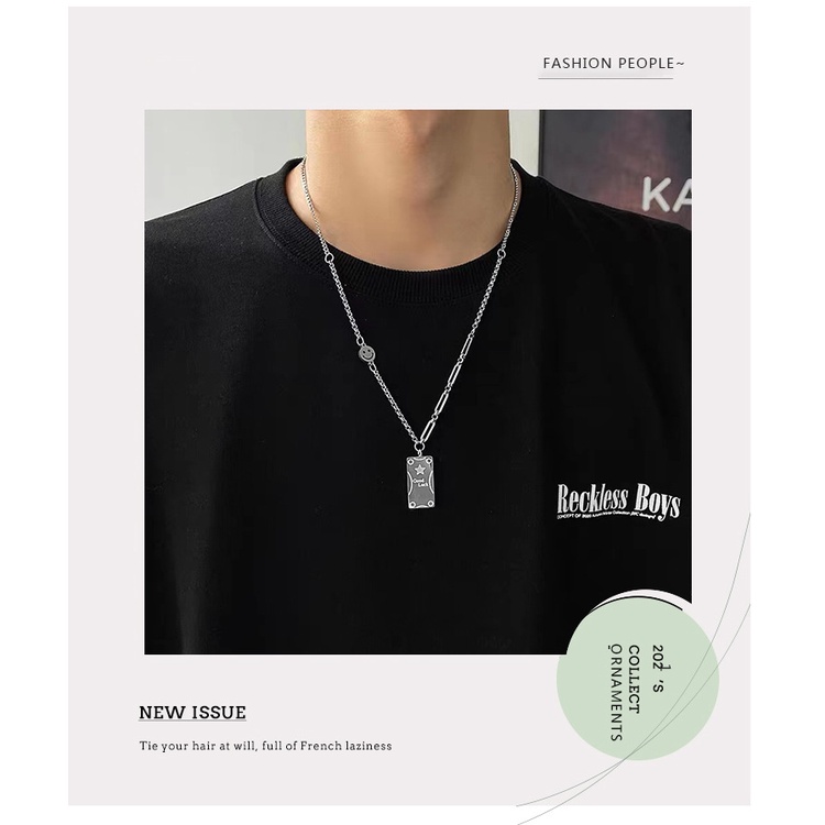 Jepang dan Korea gaya pribadi hip hop titanium steel kalung pria dan wanita yang sama gaya elegan pa