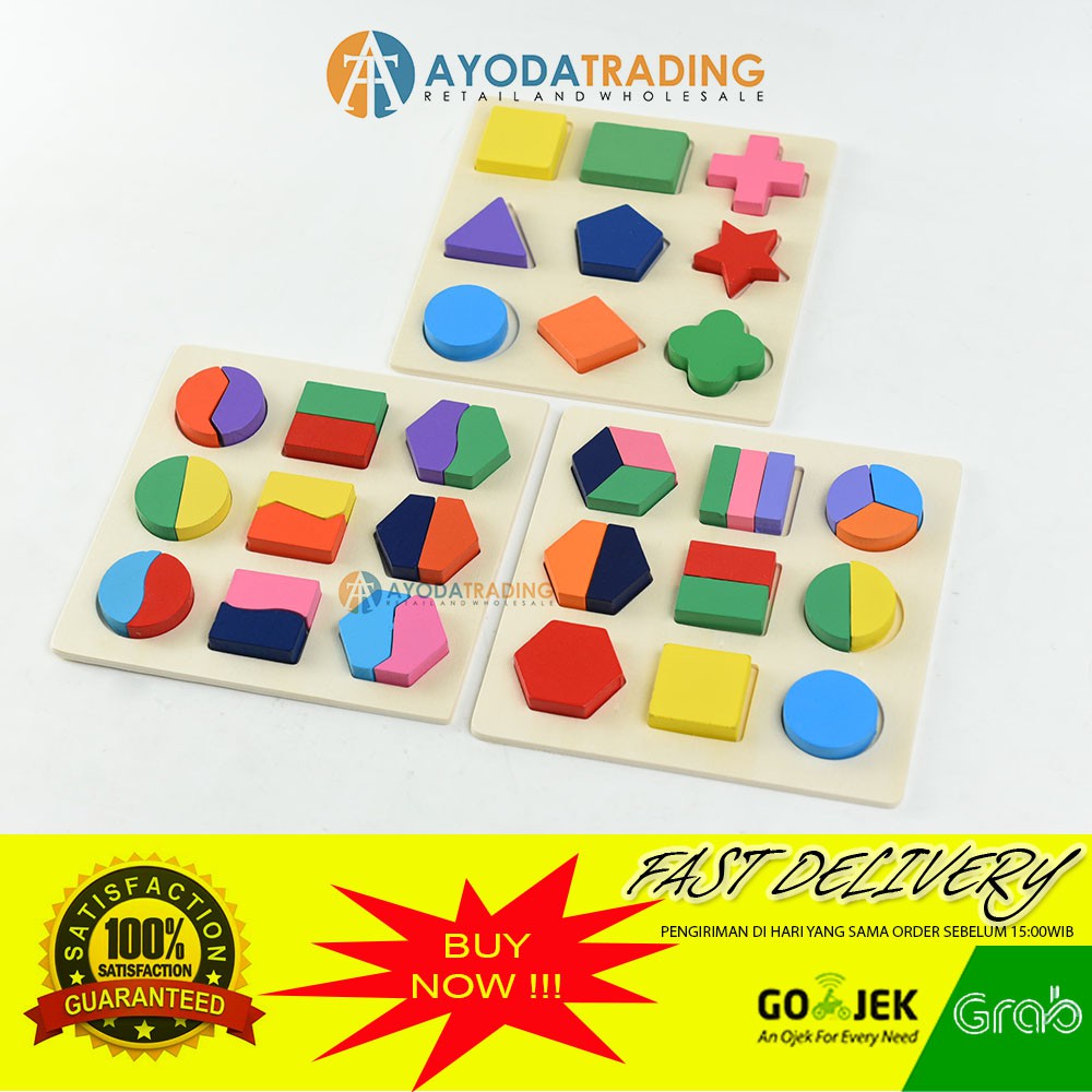 Wooden Shapes Puzzle Kayu Tangram Montessori