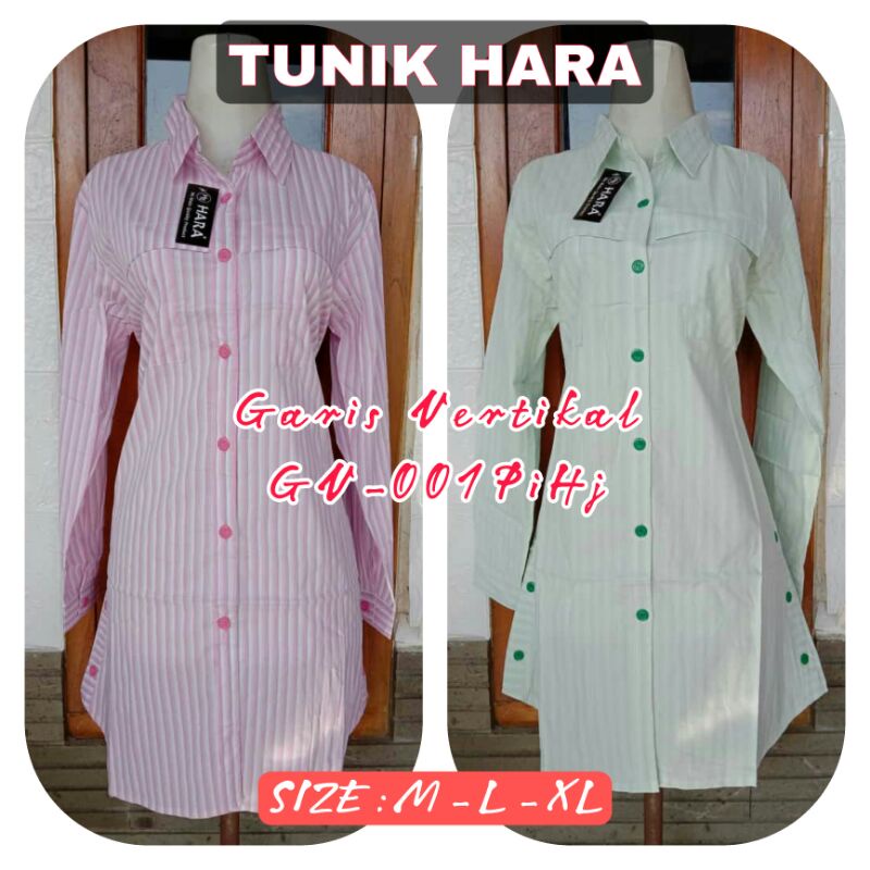 Tunik NAYYA Oxford Salur By HARA Size M L XL / Tunik Terbaru 2021 / Tunik Santri Putri