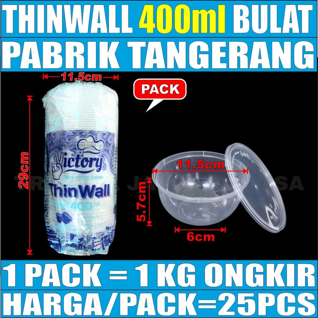 Thinwall Bulat 400ml per Pack Mangkok Plastik Bowl Mangkuk Makanan 400 ml Murah