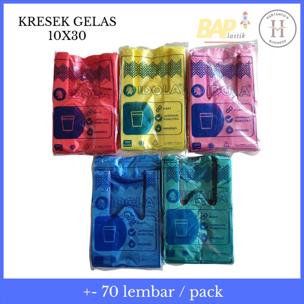 IDOLA Kantong Kresek Gelas 10x30 Warna Warni Pelangi 1 Cup