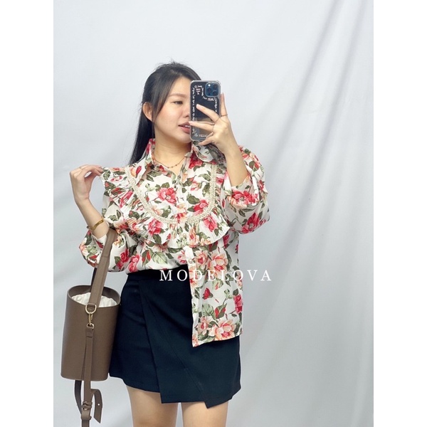 MDLV ~ 5192# Lona Ruffle Shirt Blouse Korea Atasan Blouse Premium Import Fashion Import