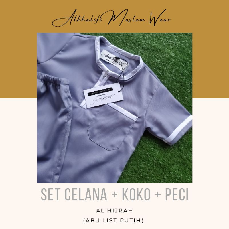 New Arrival SET KOKO AL HIJRAH (ABU LIST PUTIH) | Set Koko Anak Pakistan Bayi Balita by Alkhalifi