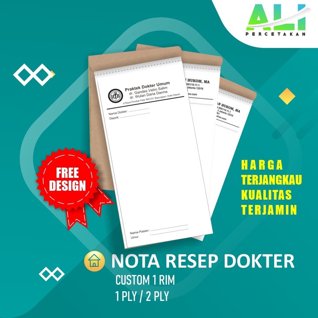 

CETAK NOTA RESEP UKURAN 1/3 A4 (9,9 X 21 CM) 1 RIM (15 BUKU)