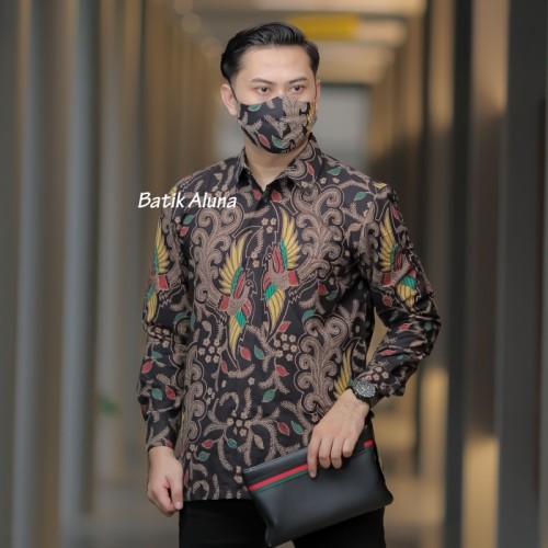 Baju Batik Pria Lengan Panjang Premium Kemeja Batik Pria Slimfit Furing Terbau BATIK ALUNA ASD-064