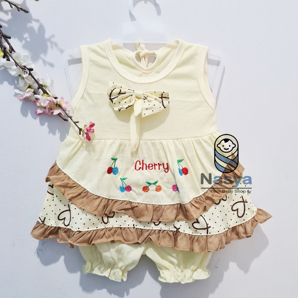 [N-032] Setelan singlet bayi perempuan lucu MURAH seri cokelat- Naomi (3-6month)