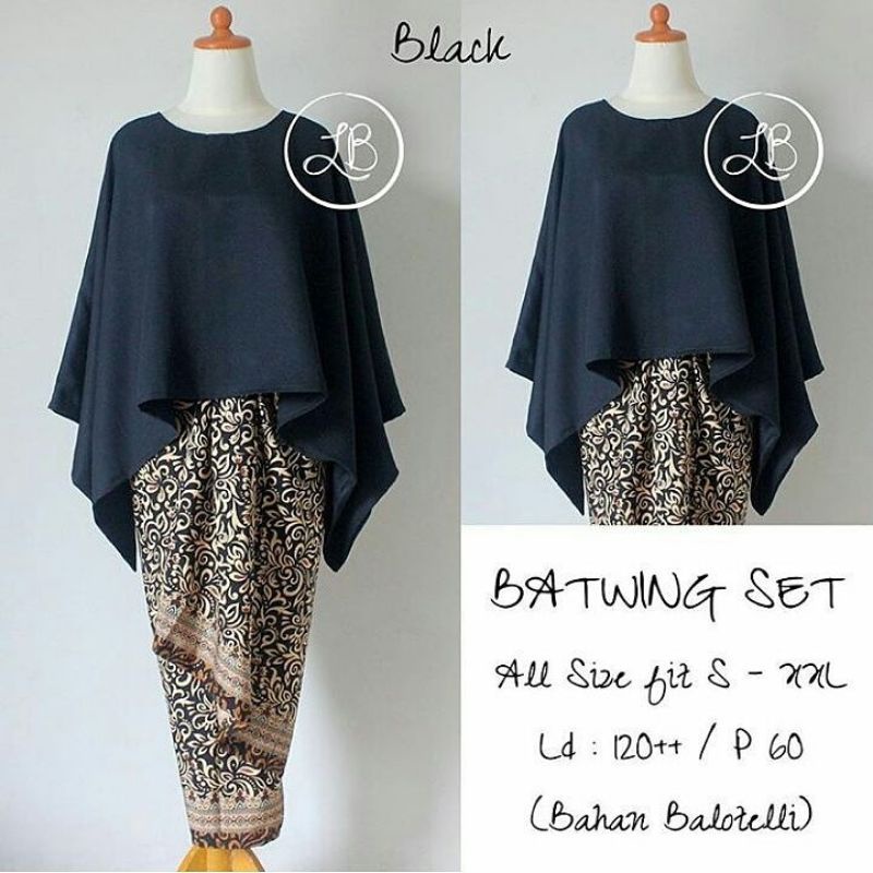 IndahKebaya | SETELAN KEBAYA JUMBO / KEBAYA KALONG BATWING / KUTUBARU ALL SIZE LD 130 / MODERN AKAD