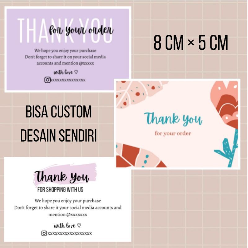 

Thank You Card || Custom Thank You Card || Size : 8 cm × 5 cm