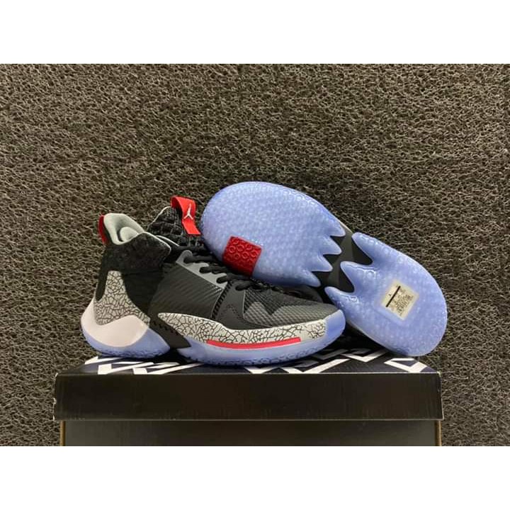 sepatu basket anak dewasa nike air jordan why not zero 2 black cement gs kids youth
