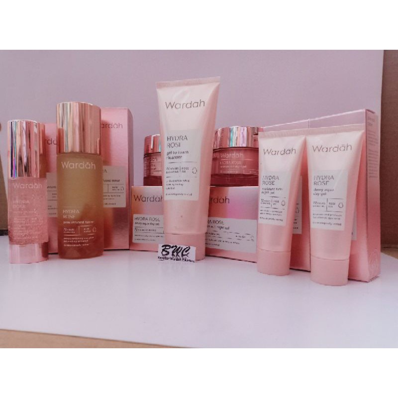 WARDAH Hydra Rose Series Dewy Aqua Day Gel-Moisture Rich Night Gel-Foam Cleanser-Toner (VH)